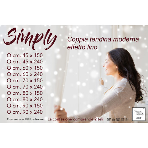 Coppia Tendine Vetro SIMPLY Azzurro - Poliestere Bouclè Semitrasparente