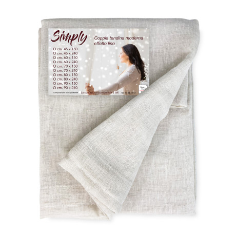 Paire de rideaux en verre SIMPLY Beige – Polyester Bouclè semi-transparent