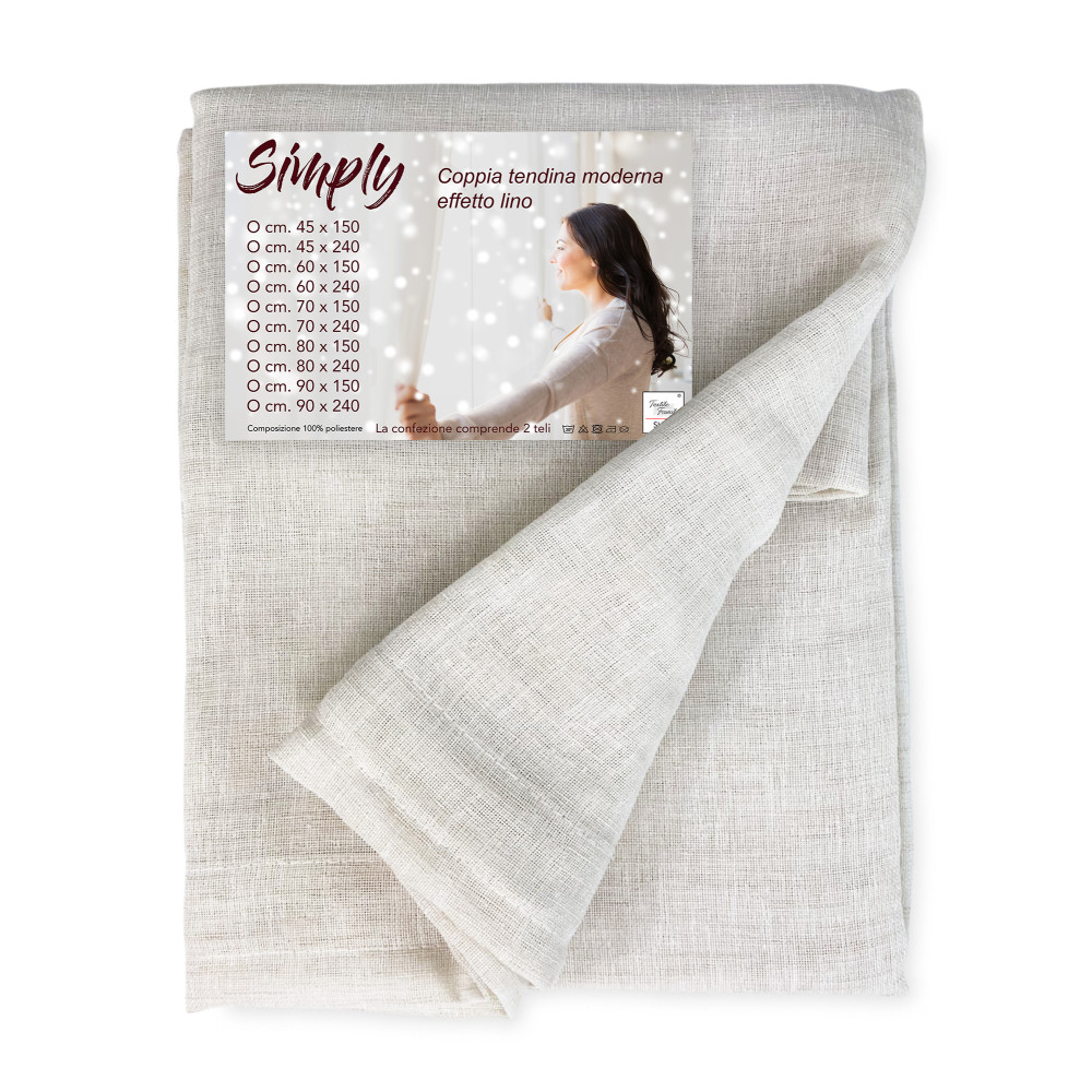 Paire de rideaux en verre SIMPLY Beige – Polyester Bouclè semi-transparent