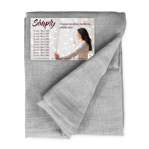 Paar SIMPLY Grey Glasvorhänge – halbtransparentes Bouclé Polyester