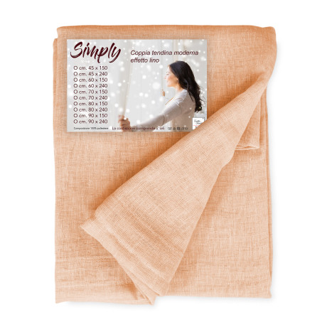 Coppia Tendine Vetro SIMPLY Salmone – Poliestere Bouclè Semitrasparente