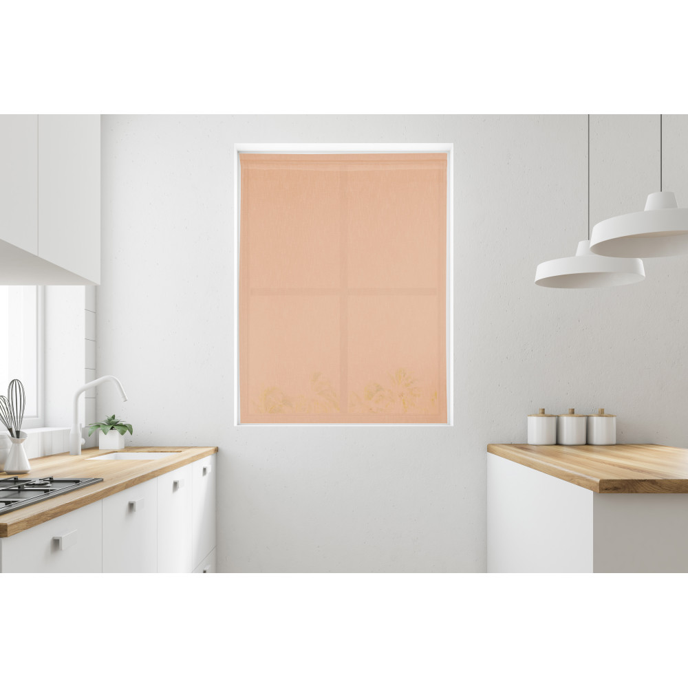 Coppia Tendine Vetro SIMPLY Salmone – Poliestere Bouclè Semitrasparente