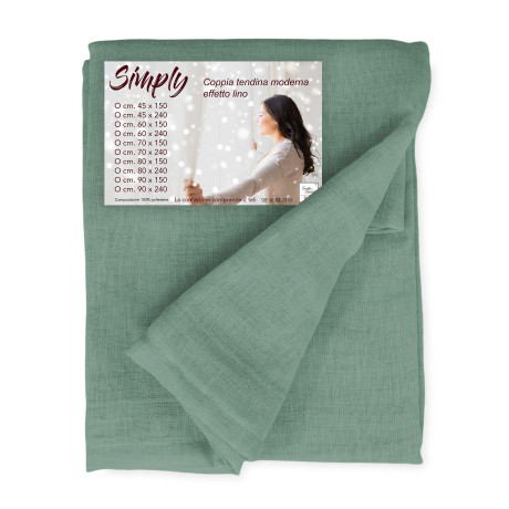 Par de cortinas de cristal SIMPLY Green de poliéster bouclé semitransparente