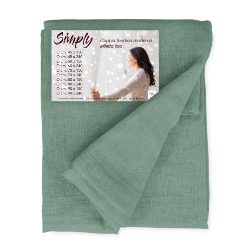 Par de cortinas de cristal SIMPLY Green de poliéster bouclé semitransparente