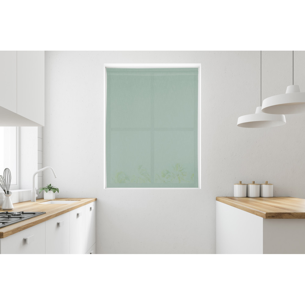 Paire de rideaux en verre SIMPLY Green – Polyester bouclé semi-transparent