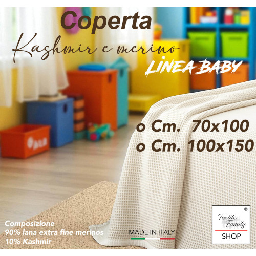 Couverture pour bébé mérinos et cachemire – pour lit bébé, nacelle, landau, lit bébé