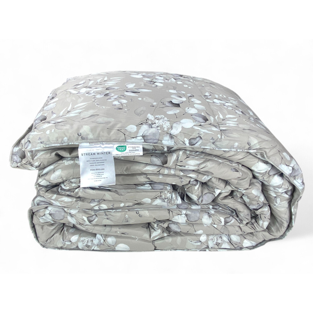 Stream Winter Doppelbettdecke - Elegantes und langlebiges beiges Blumenmuster