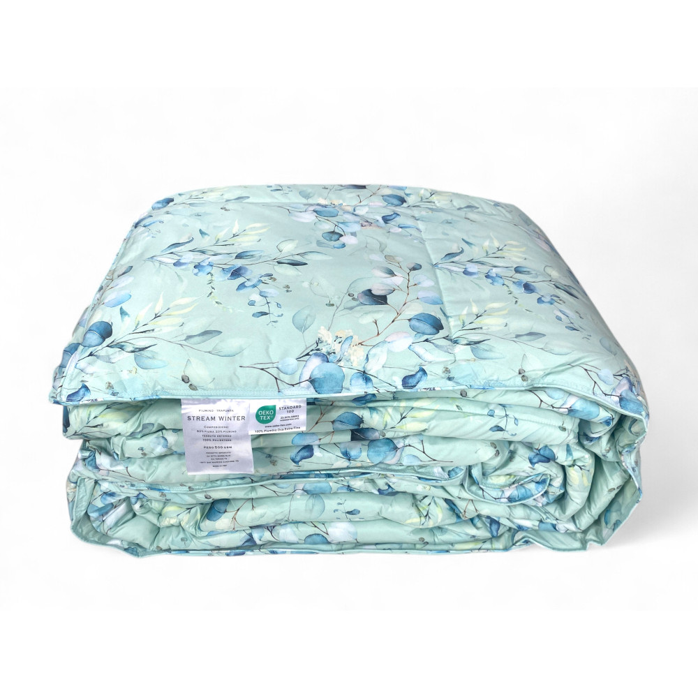 Edredón doble Stream - edredón de invierno verde suave y decorativo
