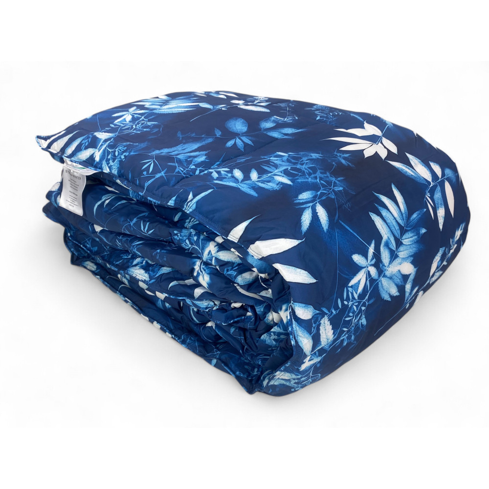 Trapunta matrimoniale Stream - piumone invernale caldo blu floreale elegante