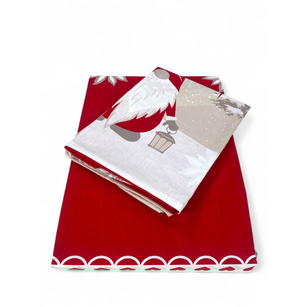 Bolsa nórdica de algodón de doble cara - lado rojo decorado y lado beige sólido