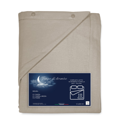 Ensemble de draps en flanelle taupe unie – 100 % coton chaud et doux 2