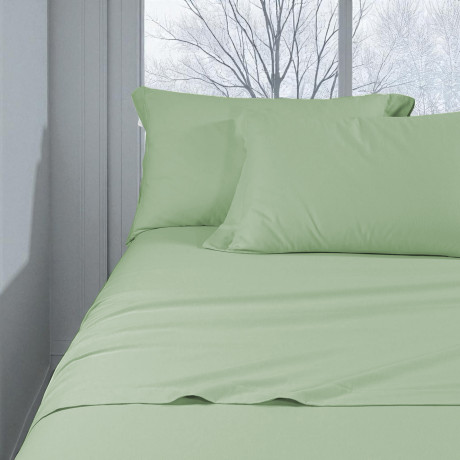 Einfarbiges grünes Flanelllaken-Set – 100% warme und weiche Baumwolle
