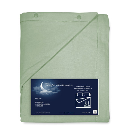 Ensemble de draps en flanelle verte unie – 100 % coton chaud et doux 2