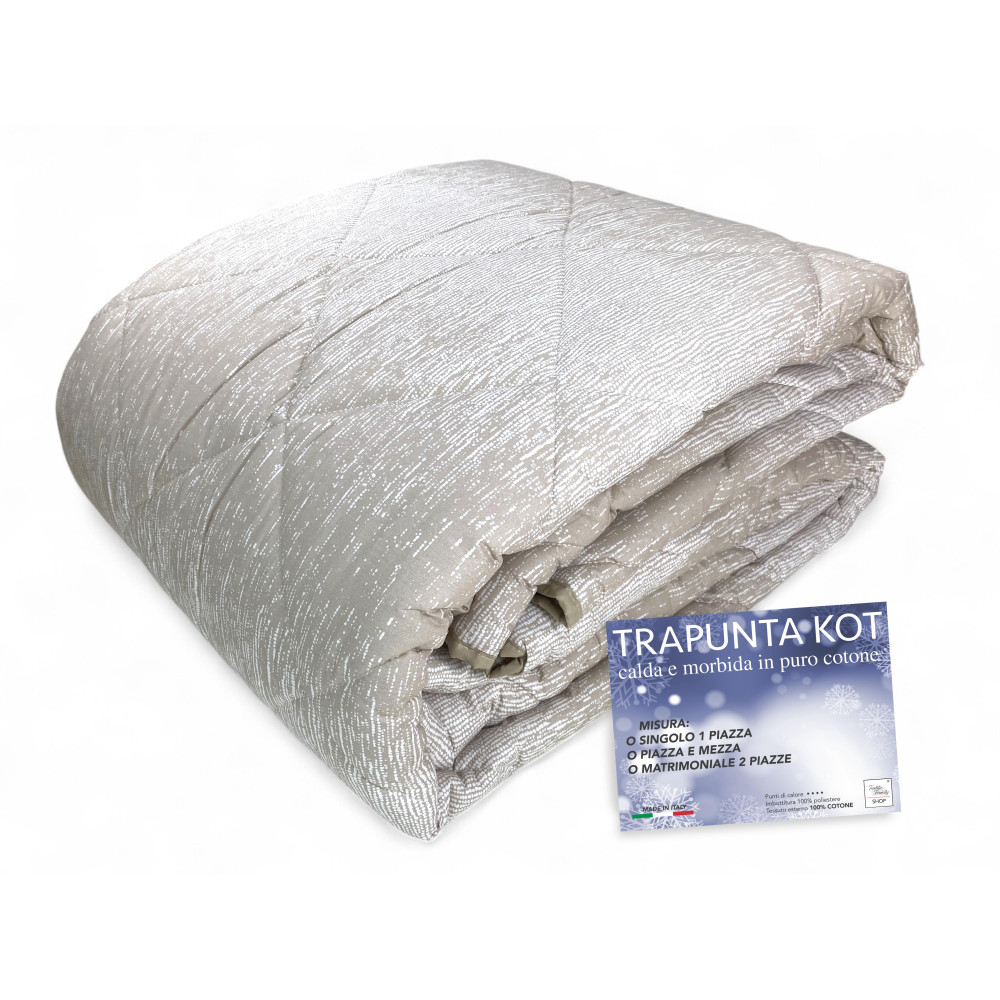 Kot Bollicine Beige Quilt - Tagesdecke aus reiner Baumwolle mit Blasendesign.