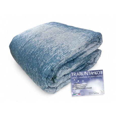 Kot Bollicine Teal Quilt - Pure cotton bedspread with bubble design.