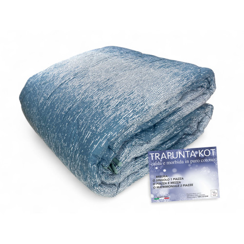 Colcha Kot Bollicine Teal - Colcha de algodón puro con diseño de burbujas.