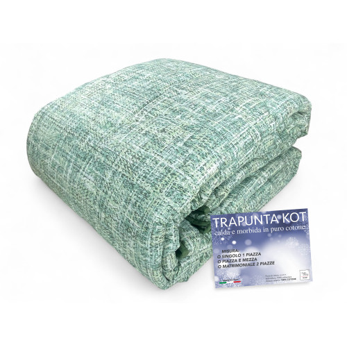 Colcha Kot Coco Green - Colcha de algodón puro con diseño a cuadros.