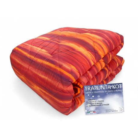 Burgunderfarbene gebürstete Kot-Steppdecke - Wintertagesdecke aus 100 % Baumwolle - Made in Italy