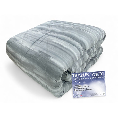 Kot Quilt Brushed Grey - Couvre-lit en pur coton avec motif à coups de pinceau.