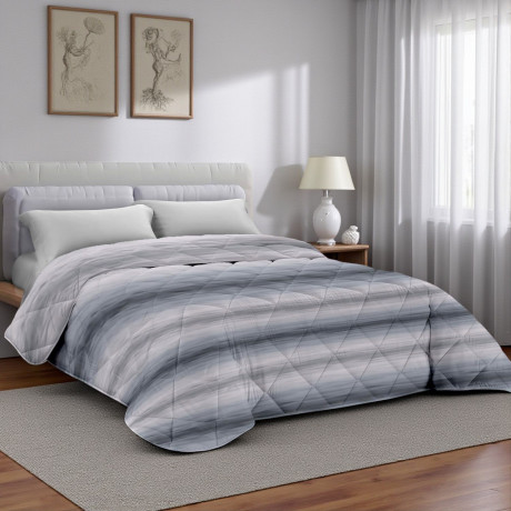 Kot Quilt Brushed Grey - Pure cotton bedspread with brushstroke design. 2