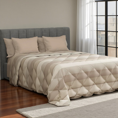 Kot Riga Beige Quilt - Couvre-lit en pur coton avec motif rayé. 2