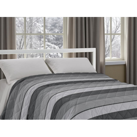 Trapunta Kot Riga Grigio - Copriletto in puro cotone con design a righe grigie. 2