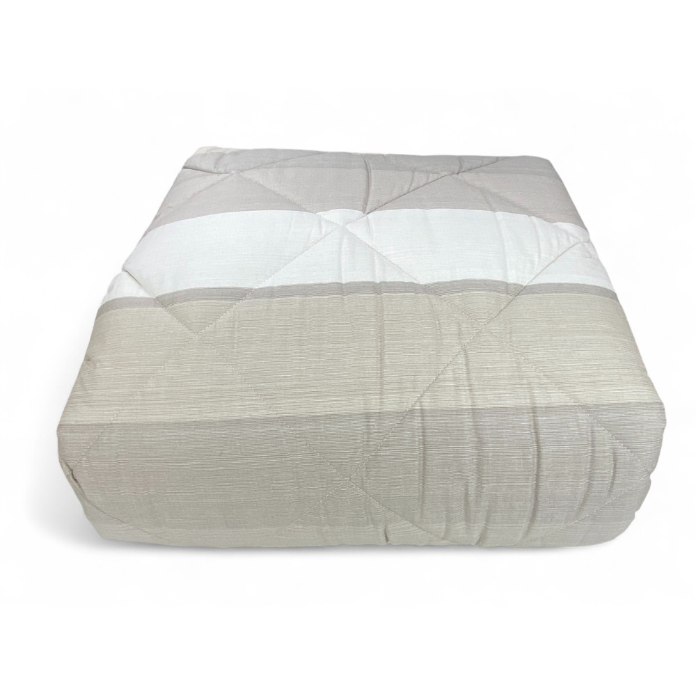 Kot Beige Stripe Quilt - Couvre-lit d’hiver en coton Fabriqué en Italie