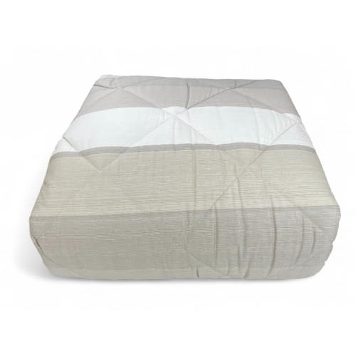Kot Beige Stripe Quilt - Cotton Winter Bedspread Made in Italy