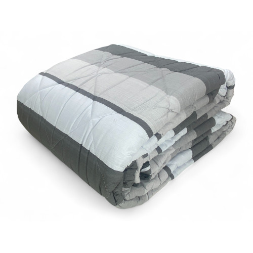 Kot Grey Stripe Quilt - Cotton Winter Bedspread Made in Italy