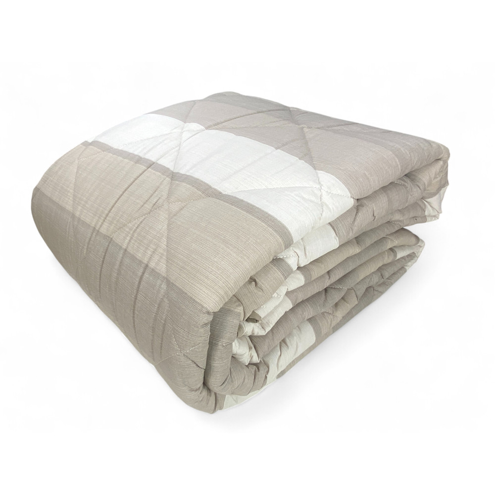 Colcha a rayas beige Kot - Colcha de invierno de algodón hecha en Italia