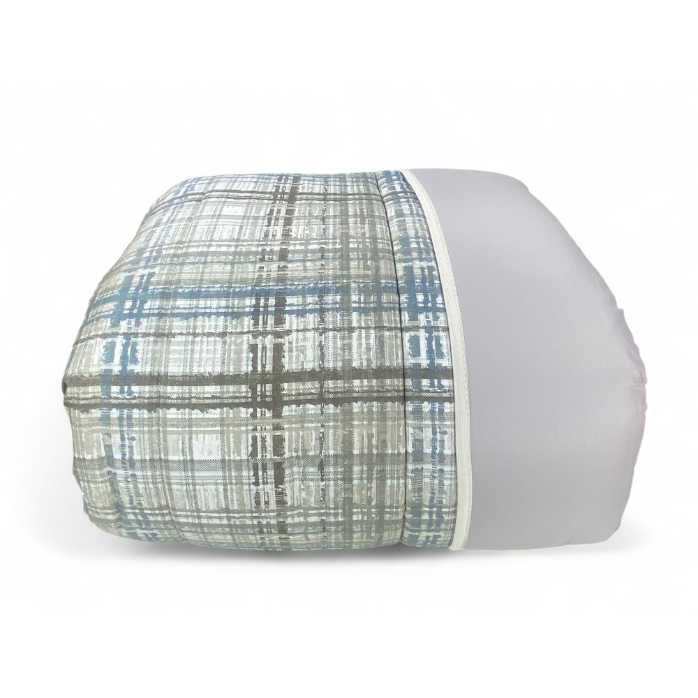 Beige gestepptes Stoffdetail - Tiroler Tartan-Design auf weicher Mikrofaser