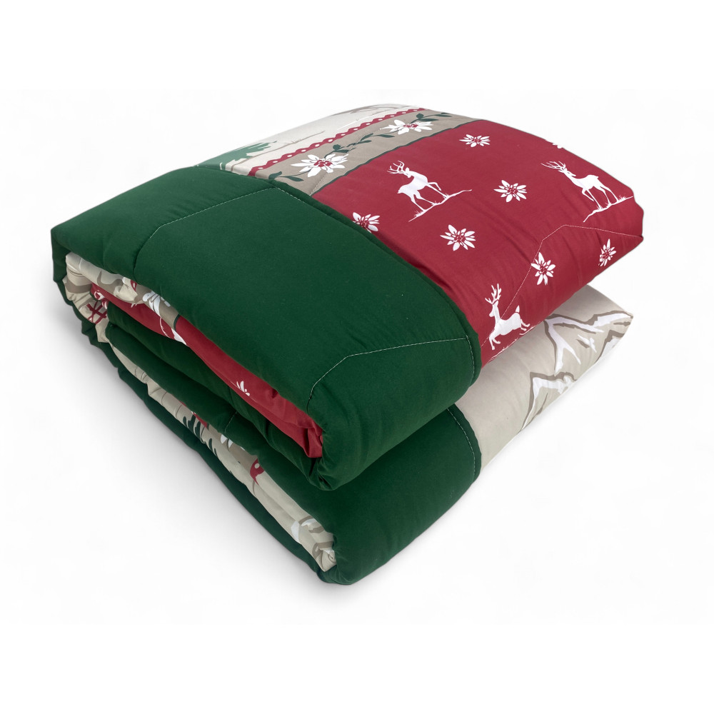 Trapunta piegata stile alpino - Coperta invernale con decori tirolesi Made in Italy