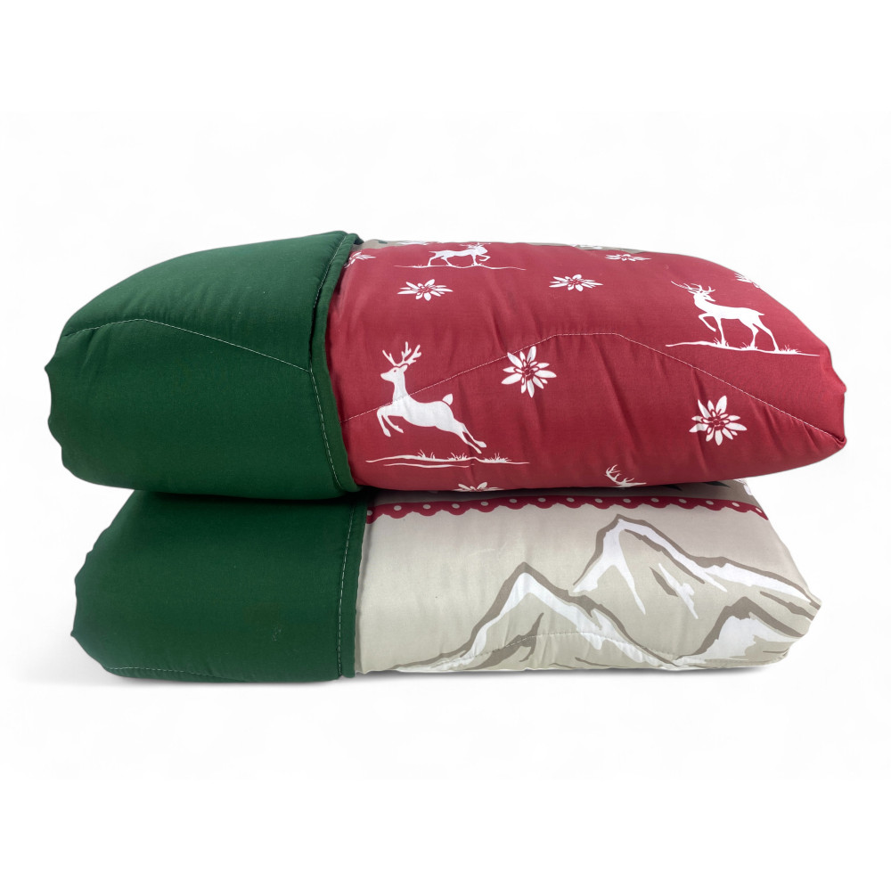Couette rouge et verte - couette super chaude pour l’hiver dans le style chalet rustique