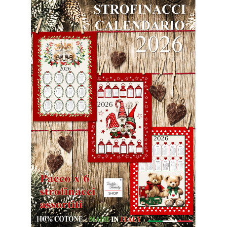 Cotton Kitchen Towels Christmas Calendar 2026 – Set of 6 Pieces, 3 Prints, Made in Italy, Gift Idea 2