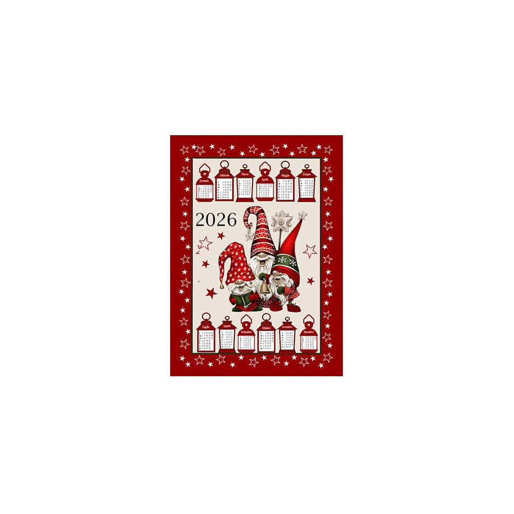 Baumwoll-Küchentücher Weihnachtskalender 2026 – Set mit 6 Stück, 3 Drucke, Made in Italy, Geschenkidee