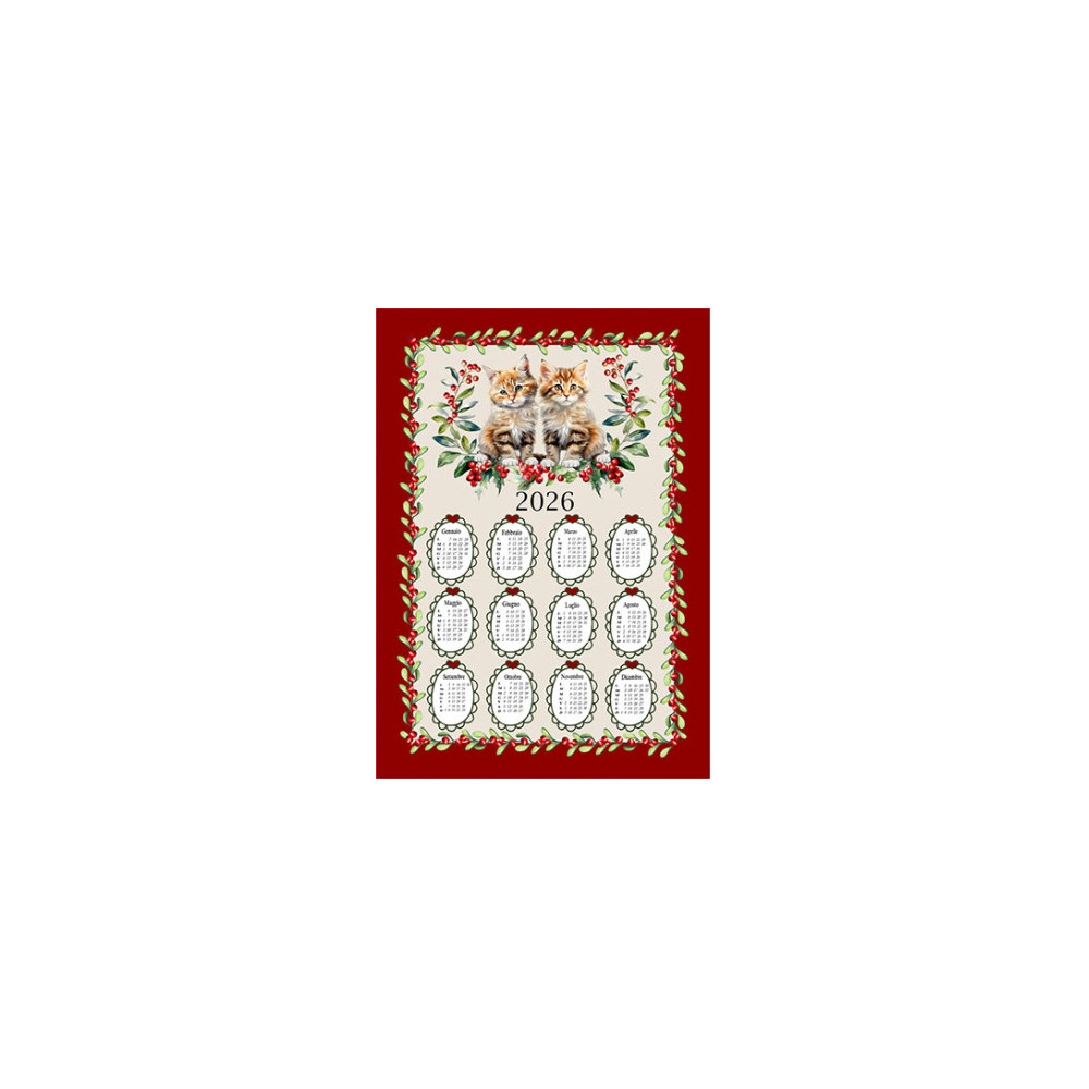 Strofinacci cucina cotone Natale calendario 2026 – Set 6 Pezzi, 3 Stampe, Made in Italy, Idea regalo