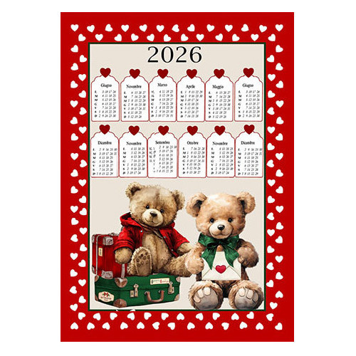 Torchons de cuisine en coton Calendrier de Noël 2026 – Ensemble de 6 pièces, 3 impressions, Fabriqué en Italie, Idée cadeau