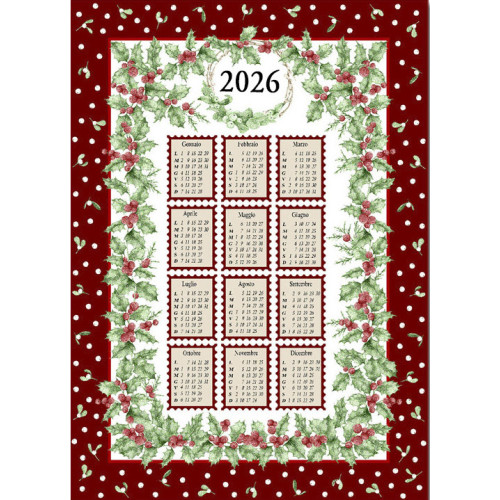 Strofinacci cucina cotone Natale calendario 2026 – Set 6 Pezzi, 3 Stampe, Made in Italy