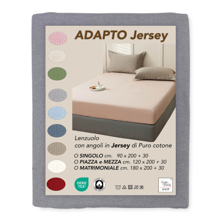 Laken unter Adatpo Jersey Grau aus 100% Stretch-Baumwolle, hohes Band H30 cm