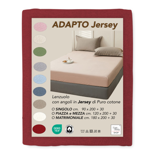 Lenzuolo sotto Adatpo Jersey Bordeaux in 100% cotone elasticizzato, fascia alta H30 cm