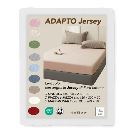 Lenzuolo sotto Adatpo Jersey Bianco in 100% cotone elasticizzato, fascia alta H30 cm