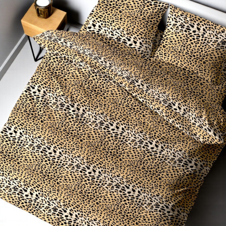 Funda nórdica de leopardo en puro algodón, juego de cama doble Made in Italy