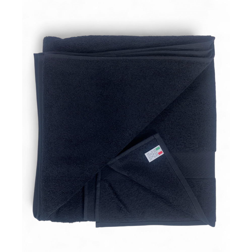 Asciugamano telo bagno nero in spugna cotone 100% Made in Italy 100x150 cm