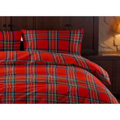 Red Scottish duvet cover in 100% pure cotton - Bed set Made in Italy 2