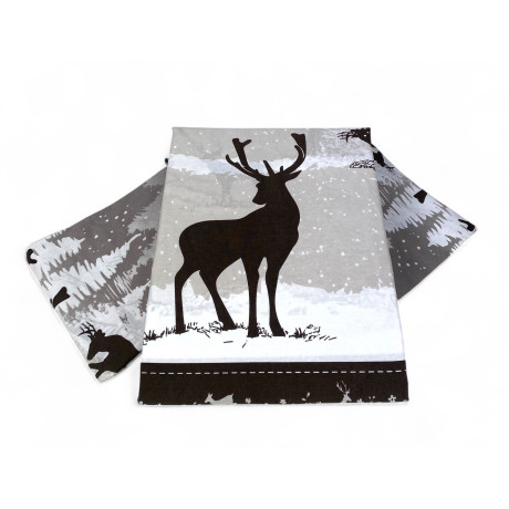 Housse de couette cerf Alpine Grey - Parure de lit d’hiver 100 % coton - Motif montagne avec cerf 2