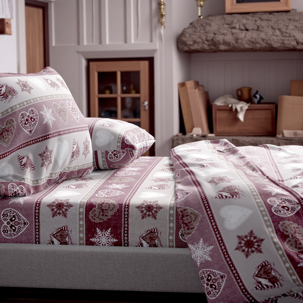 Baita und Cuore Flanell-Bettwäsche-Set - 100% Fleece-Baumwolle, warm und weich - Made in Italy