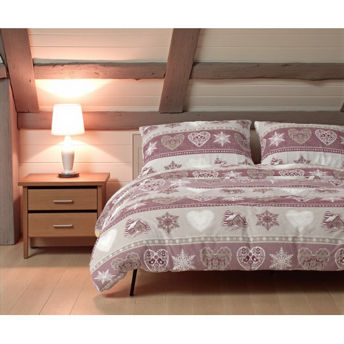 Copripiumino flanella fantasia chalet e cuore - Stile tirolese - Anti-pilling