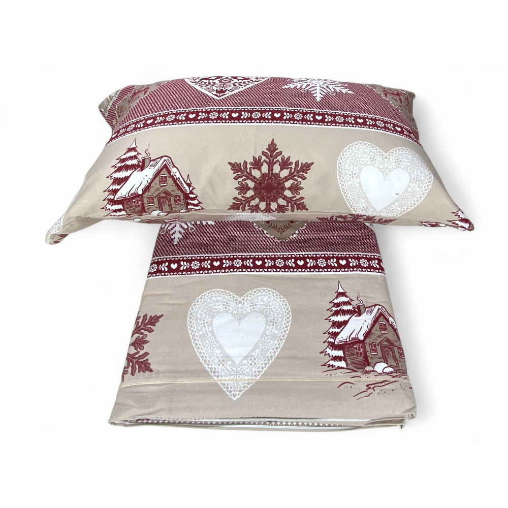 Housse de couette double Cuore et Baita avec deux taies d’oreiller assorties - Qualité Made in Italy