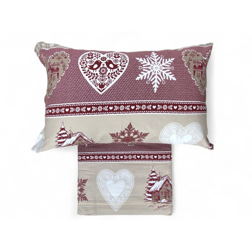 Copripiumino Matrimoniale Cuore e Baita - Flanella Cotone 100% - Made in Italy