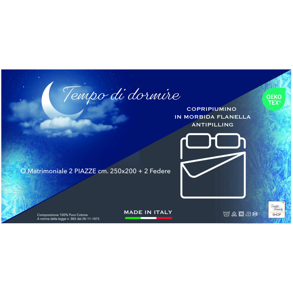 Funda nórdica doble corazón y cabina - 100% algodón franela - Made in Italy